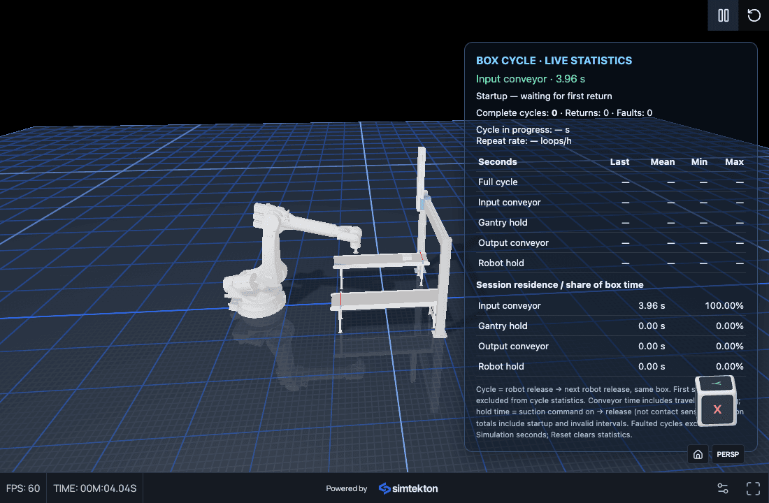 Automation with cycle-time statistics in the Simtekton viewer